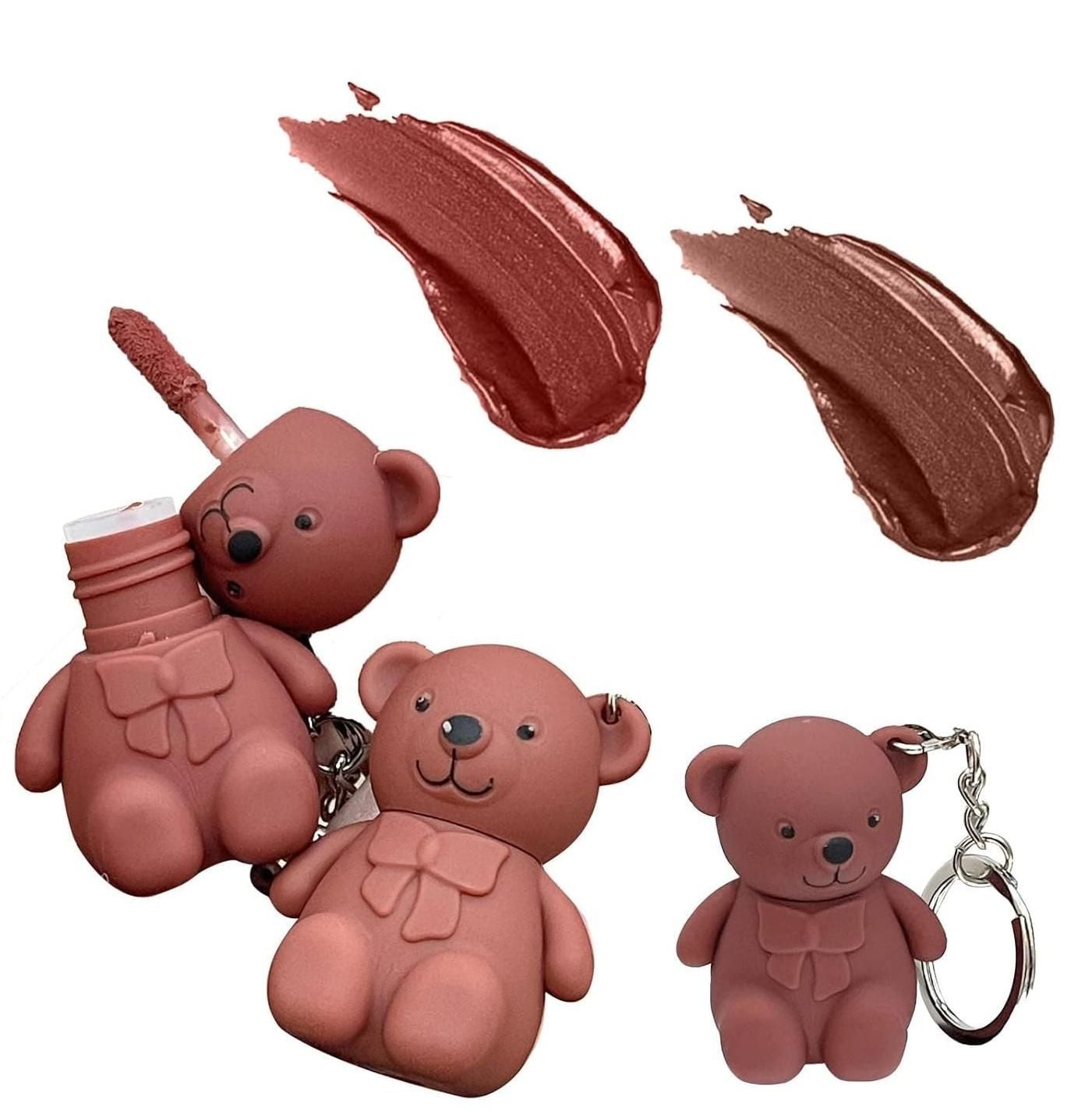 Keychain Bear Matte Lipstick 2 in 1  – Pack of 2 (Assorted Colors)